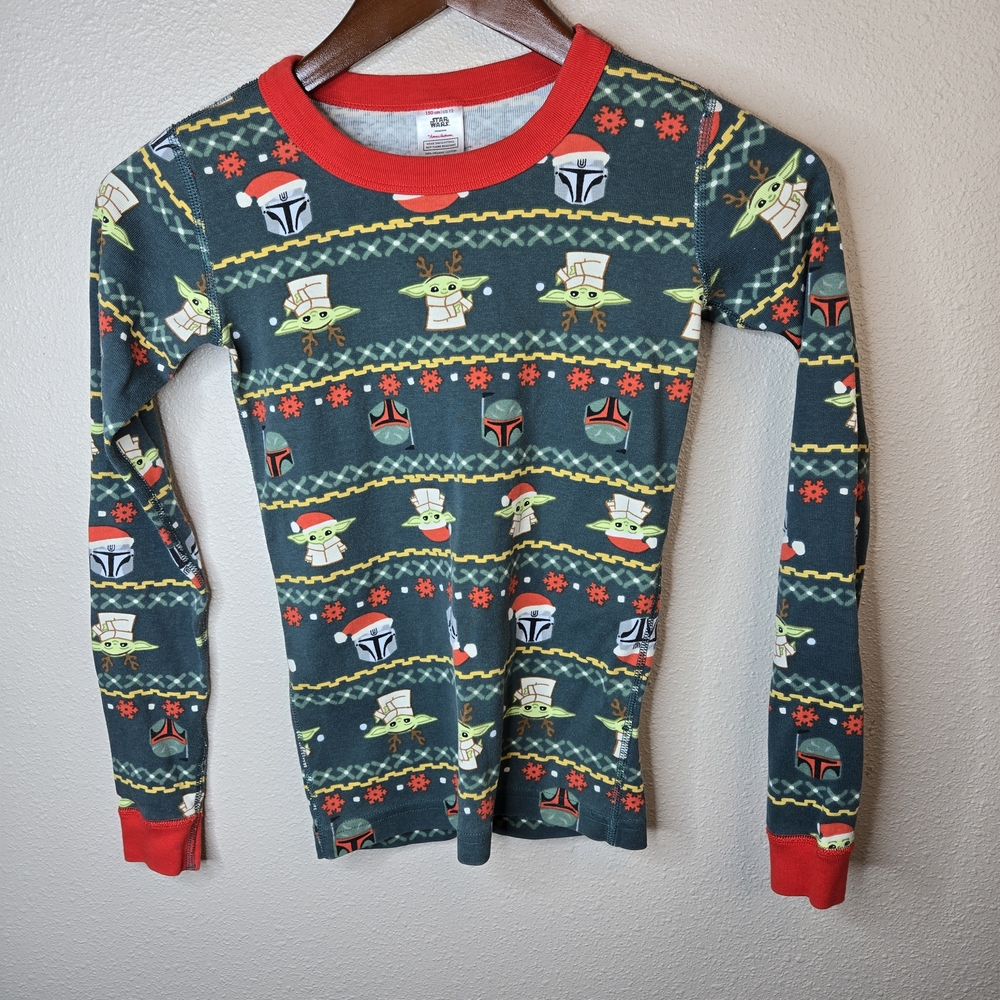 Hanna Andersson Star Wars Themed Long Sleeve Pajama Christmas Baby Yoda Size 12